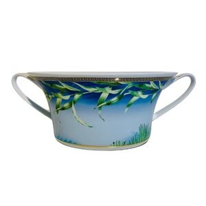 Versace x Rosenthal Jungle Blue Green Gold Pattern Vegetable Bowl Vintage